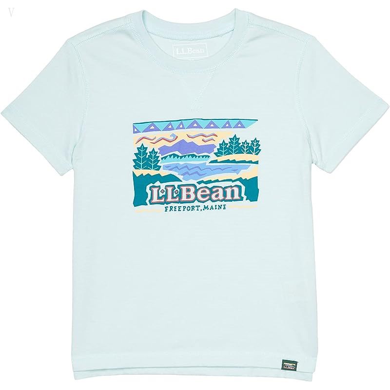 L.L.Bean Organic Short Sleeve Tee (Little Kids) Blue Haze Logo ID-fV4Loose