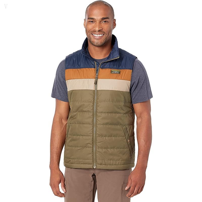 L.L.Bean Mountain Classic Puffer Vest Color-Block Kelp Green/Nautical Navy ID-g21QSg0G