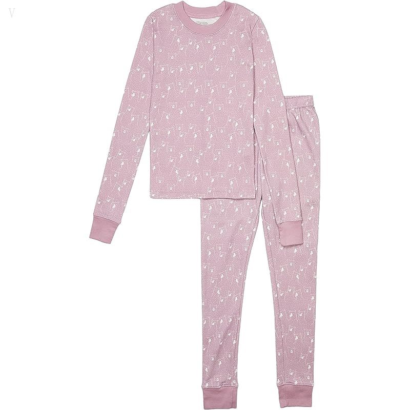 L.L.Bean Organic Cotton Fitted Pajamas (Big Kids) Mauve Berry Bears ID-ikEaiFGN