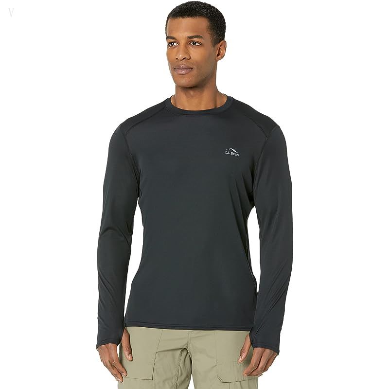 L.L.Bean Lightweight Base Layer Crew Long Sleeve Black ID-j78G1d4d