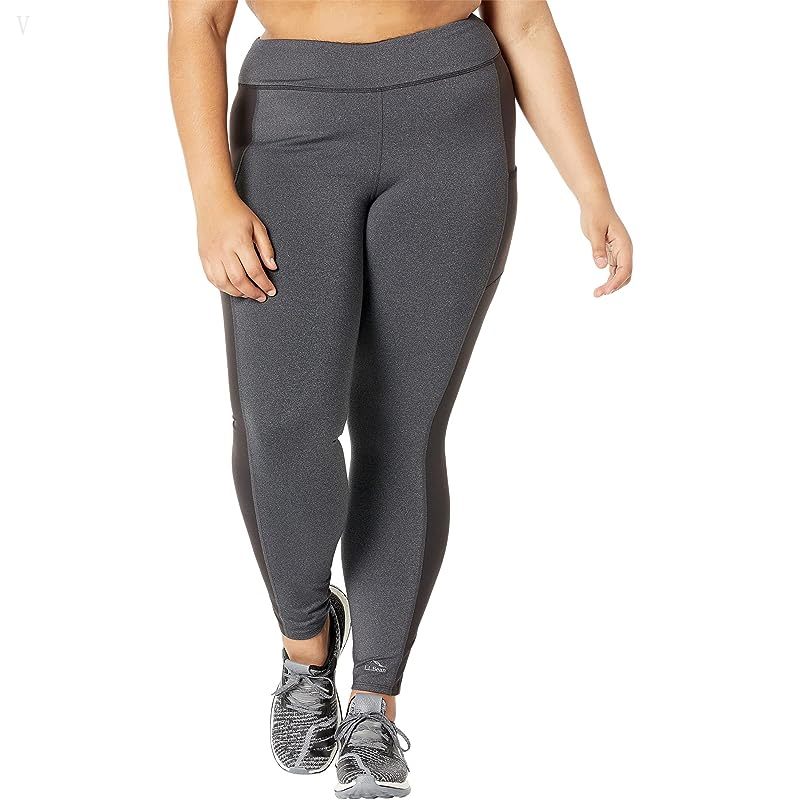 L.L.Bean Plus Size Boundless Performance Pocket Tights Color-Block Charcoal Heather/Classic Black ID-jquRX3YX