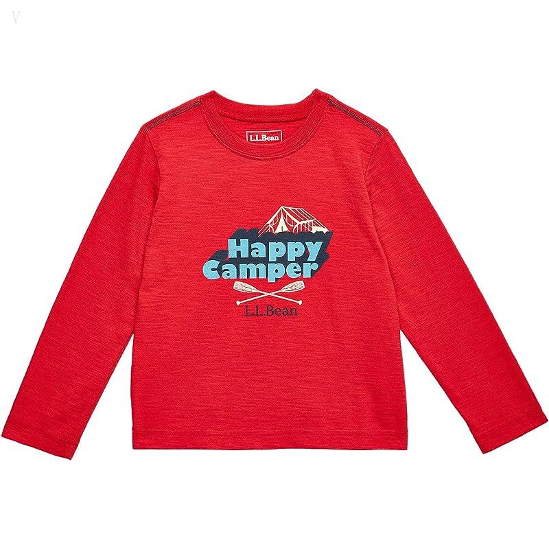 L.L.Bean Graphic Tee Glow in the Dark Long Sleeve (Big Kids) Dark Red Happy Camper ID-kOfPnNQE