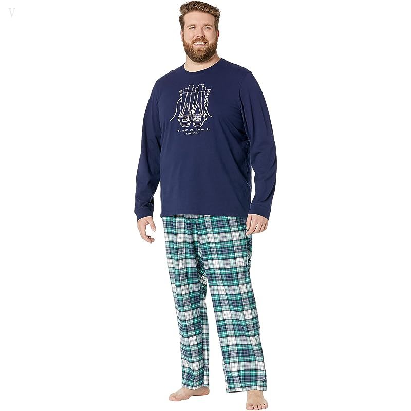 L.L.Bean Camp Pajamas Set Tall Bright Navy ID-l09kN9dE