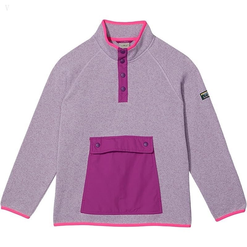 L.L.Bean Bean's Sweater Fleece 1/2 Snap (Big Kids) Lavender Ice ID-l3vGbSYs