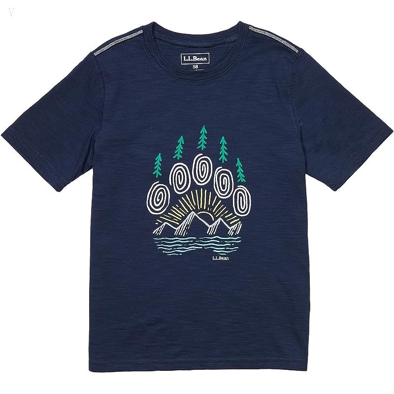 L.L.Bean Graphic Tee Glow in the Dark (Big Kids) Nautical Navy Bear Claw ID-lGv8Wxiq