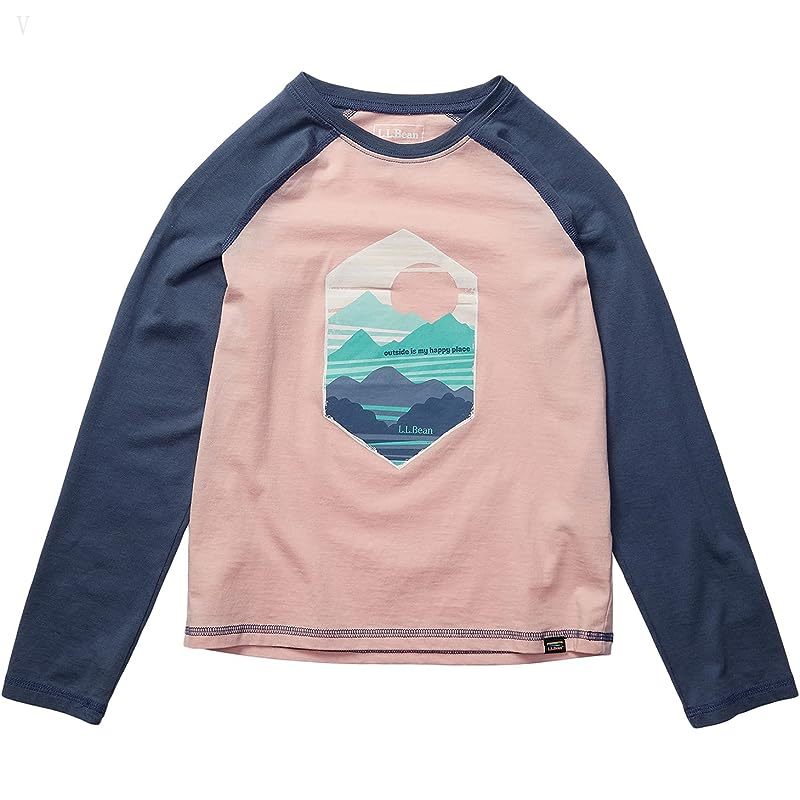 L.L.Bean Organic Baseball Tee (Big Kids) Blush Horizon ID-mbP3OSPh