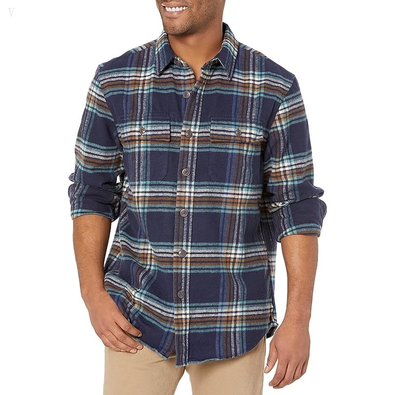 L.L.Bean Signature Chamois Print Navy Plaid ID-mkD2XHT6