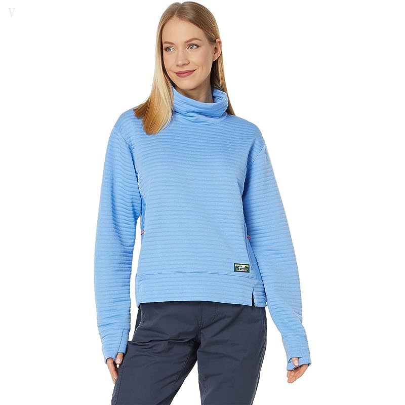 L.L.Bean Airlight Funnel Neck Pullover Malibu Blue Heather ID-moYxyFz8