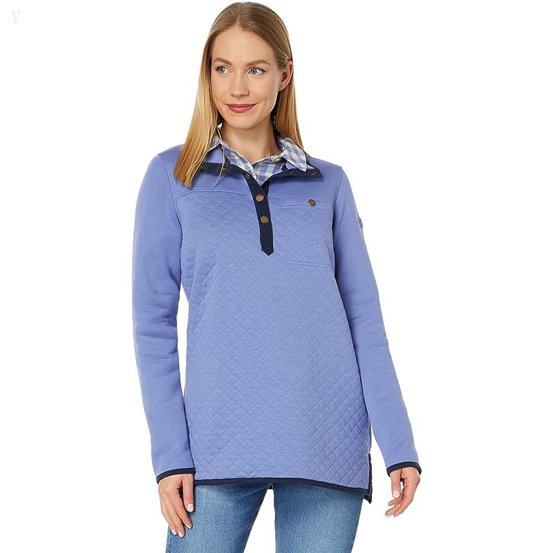 L.L.Bean Quilted Sweatshirt Mock Neck Tunic Larkspur ID-mzNEA3Ll