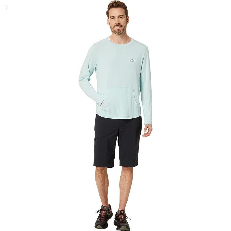 L.L.Bean Tropicwear Comfort Crew Long Sleeve Regular Pale Turquoise ID-oZRmq10U