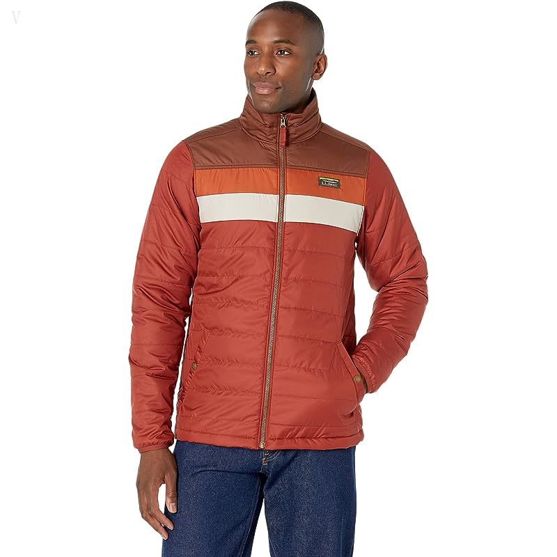 L.L.Bean Mountain Classic Puffer Jacket Color-Block - Tall Dark Russet/Dark Barley ID-obxTcW6d