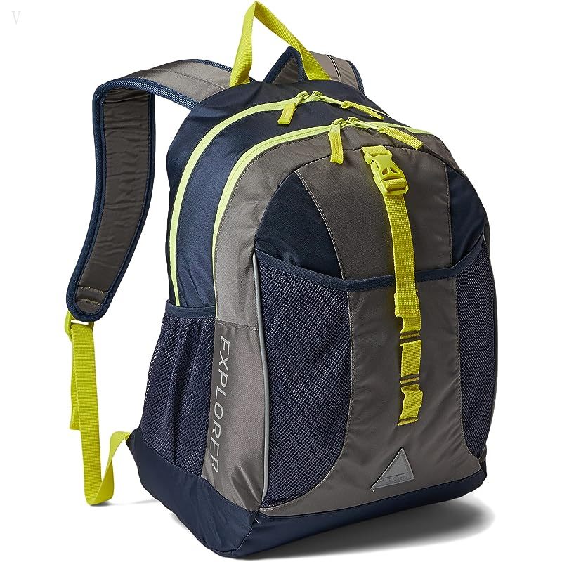 L.L.Bean Kids Bean??s Explorer Backpack Color-Blocked III Carbon Navy/Asphalt ID-ogdB57QT