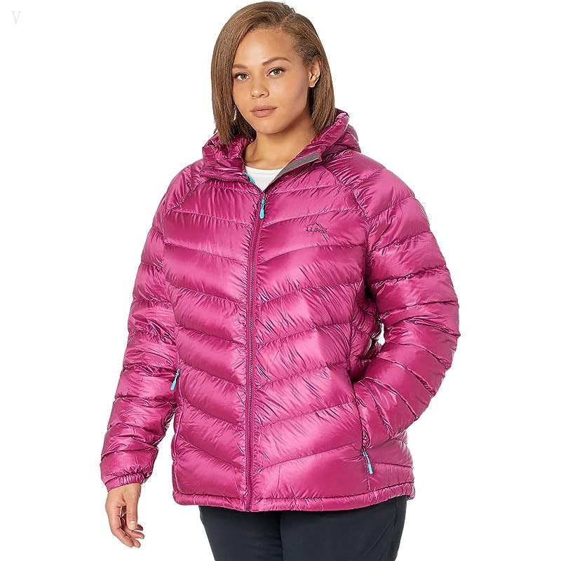 L.L.Bean Plus Size Ultralight 850 Down Hooded Jacket Sugarplum ID-ot2gNsQH