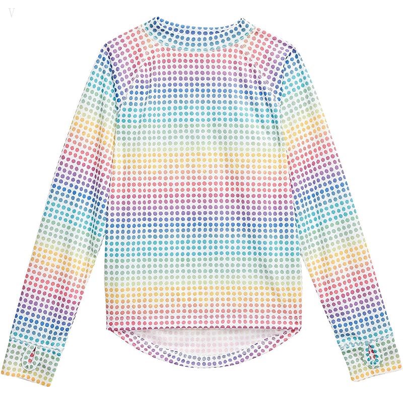 L.L.Bean Wicked Warm Midweight Underwear Top Print (Big Kids) Rainbow Dots ID-pOhTBqsj