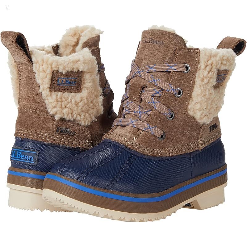 L.L.Bean Rangeley Sherpa Boot (Toddler/Little Kid/Big Kid) Taupe/Nautical Navy ID-q2Qko61j
