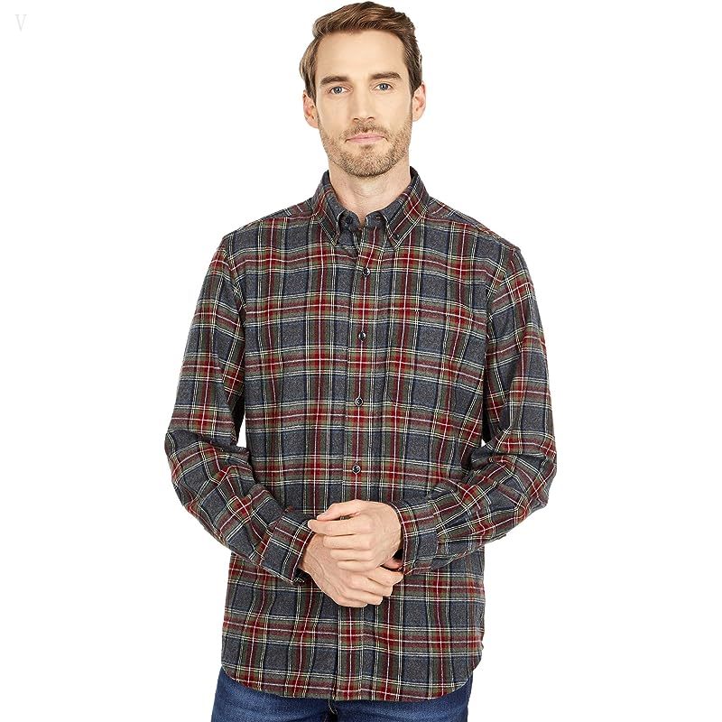 L.L.Bean Scotch Plaid Flannel Traditional Fit Shirt Grey Stewart ID-qnQeChfU