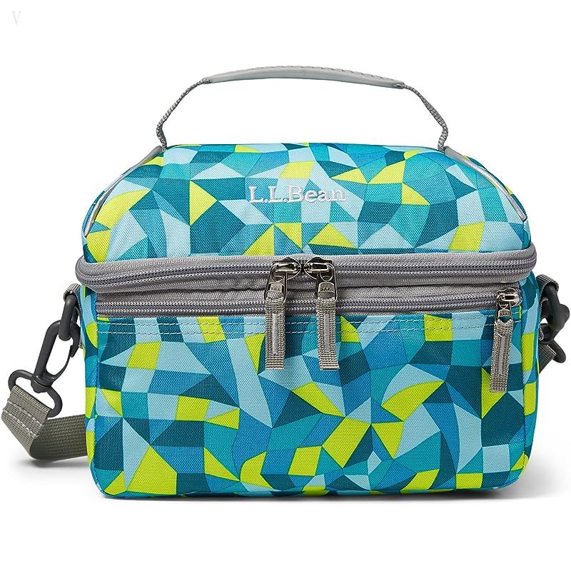 L.L.Bean Flip Top Lunch Box III Print Citron Geo Prizm ID-rGw3ejz0