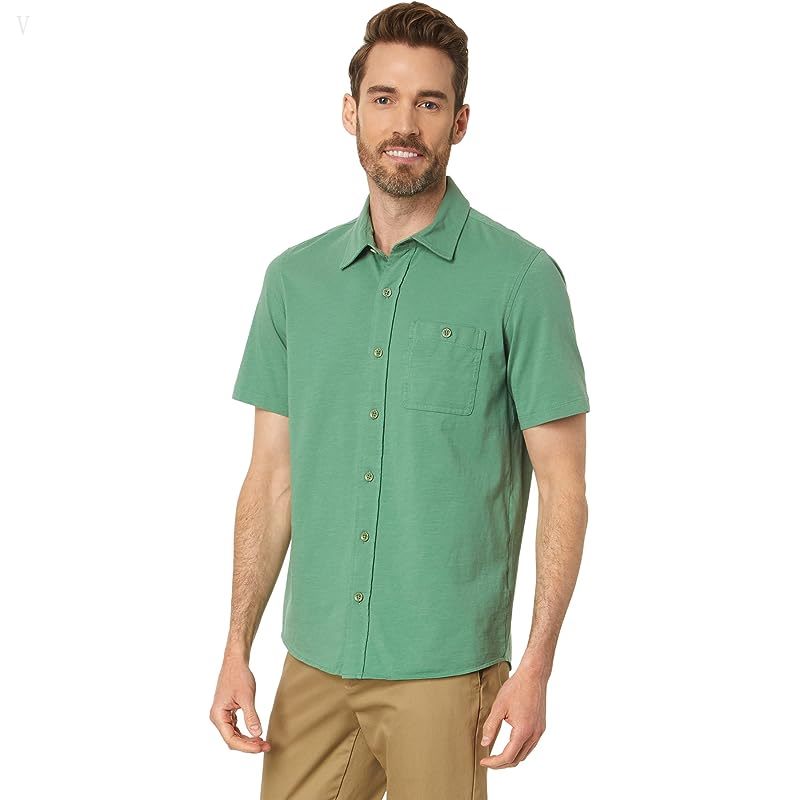 L.L.Bean Lakewashed Organic Short Sleeve Button-Down Clover ID-rSJlxicv
