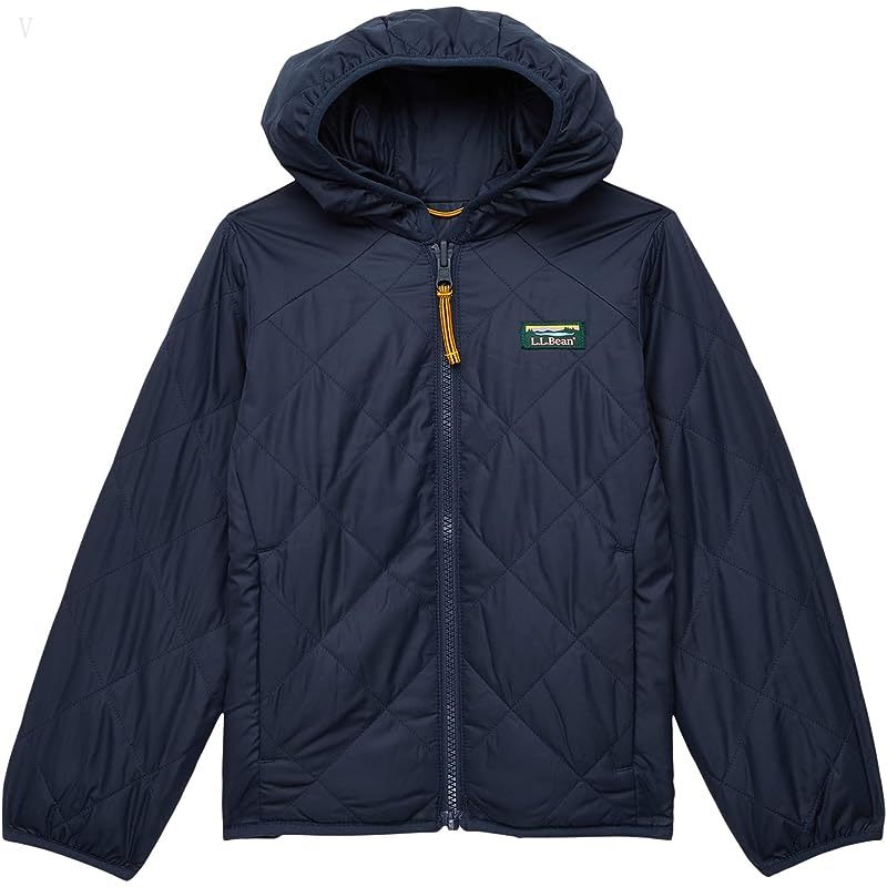 L.L.Bean Mountain Bound Reversible Hooded Jacket (Little Kids) Carbon Navy/Soapstone ID-s37EDhlV