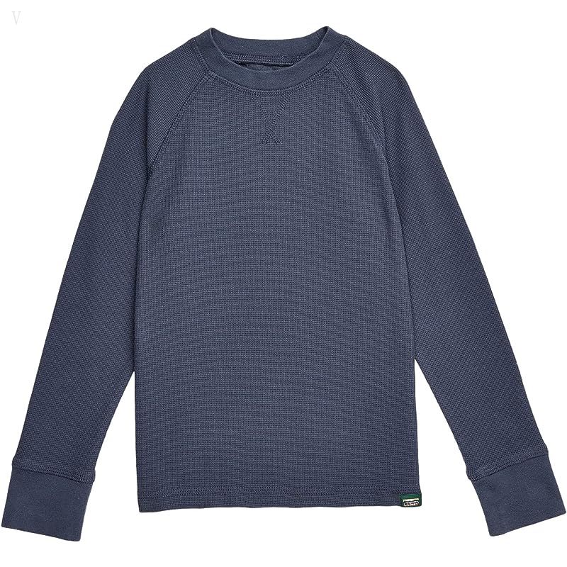 L.L.Bean Unshrinkable Mini Waffle Long Sleeve (Big Kids) Carbon Navy ID-t8uaP6oI