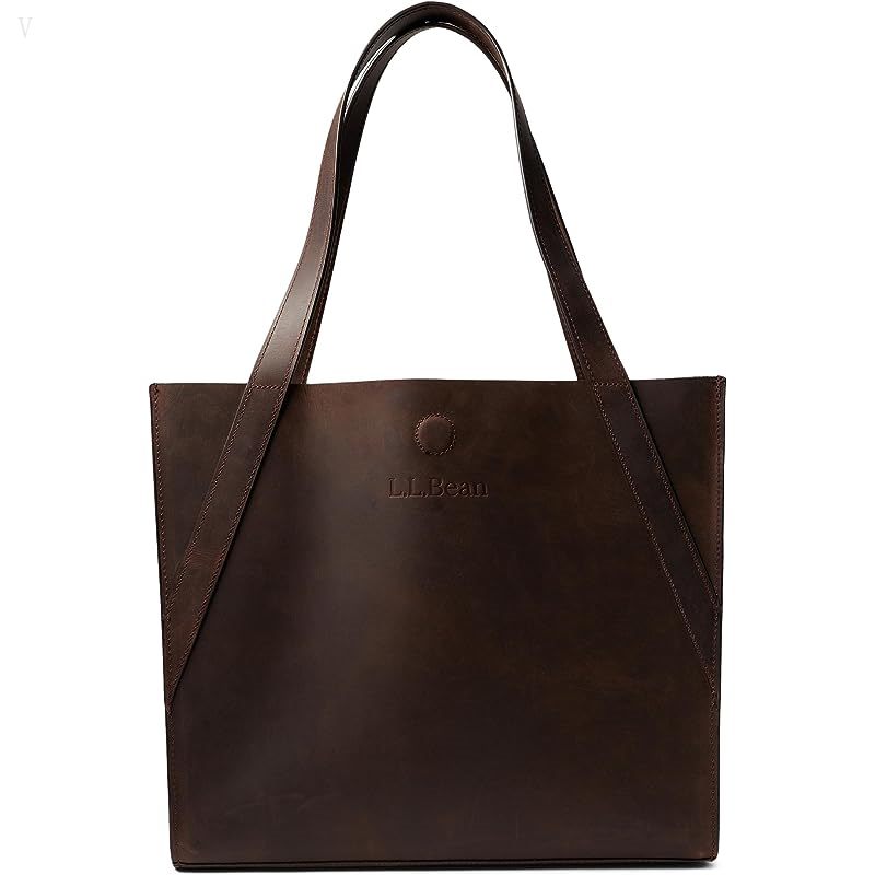 L.L.Bean Stonington Full Grain Leather Tote Bag Dark Barley ID-tPXXTzKn