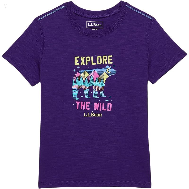 L.L.Bean Graphic Tee Glow in the Dark (Big Kids) Rich Purple Explore Wild ID-v8kQk3PL