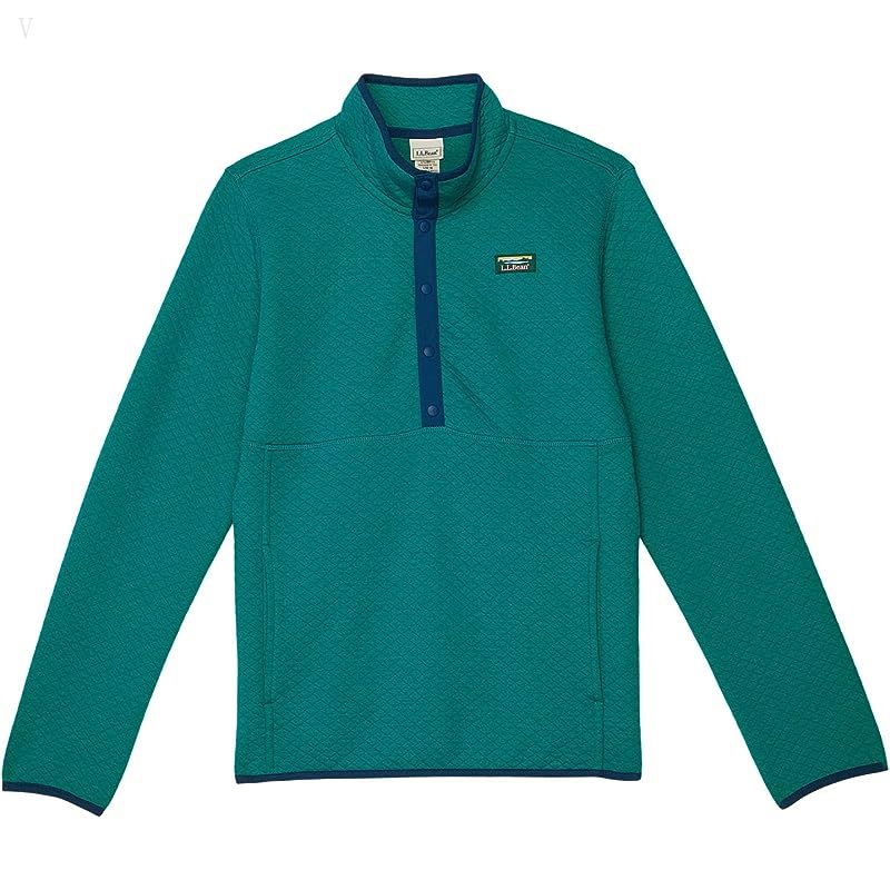 L.L.Bean Quilted Snap 1/4 Pullover Solid (Big Kids) Warm Teal ID-waMLqOdc