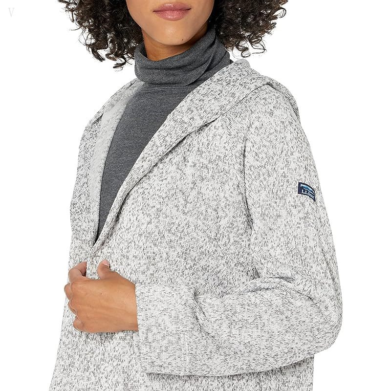 L.L.Bean Lightweight Sweater Fleece Cardigan Light Gray Heather ID-yCzfOfTa