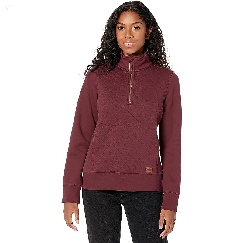 L.L.Bean Petite Quilted Sweatshirt 1/4 Zip Pullover Long Sleeve Deep Wine ID-yVQXNW8f
