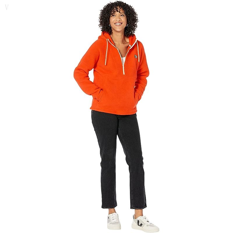 L.L.Bean Katahdin Fleece 1/2 Zip Hooded Pullover Vibrant Red ID-yihka7xO