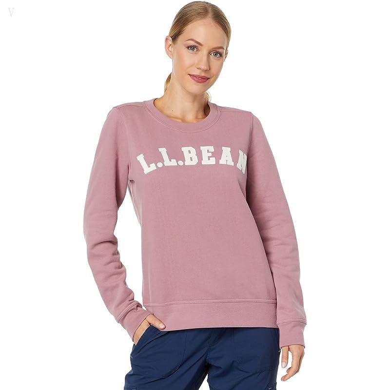 L.L.Bean 1912 Crew Neck Sweatshirt Logo Washed Orchid Collegiate Logo ID-zVPLj2CN